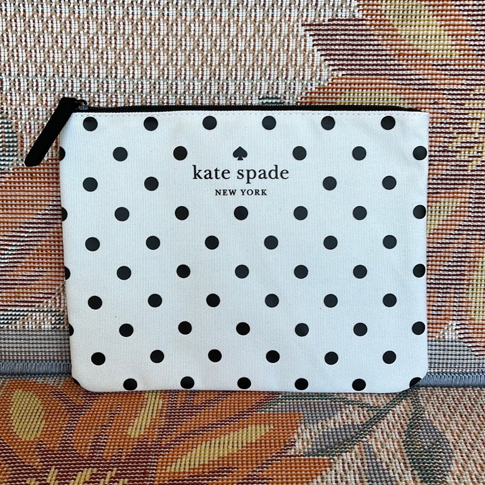 Kate Spade Large Canvas Polka Dot Zip Pouch - Picture 16 of 16